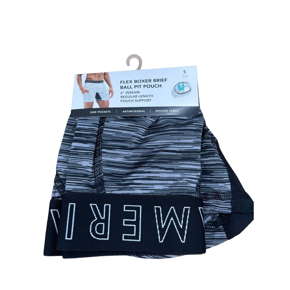 American Eagle Underwear Mens Boxer Brief Small Ball Pit Pouch Flex Charcoal 6"